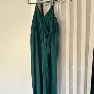 Women’s wide leg emerald green jumpsuit